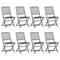 Chaises pliables d'extérieur 8 pcs avec coussins Bois d'acacia 3078290