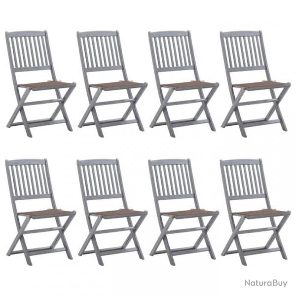 Chaises pliables d'extrieur 8 pcs avec coussins Bois d'acacia 3078298