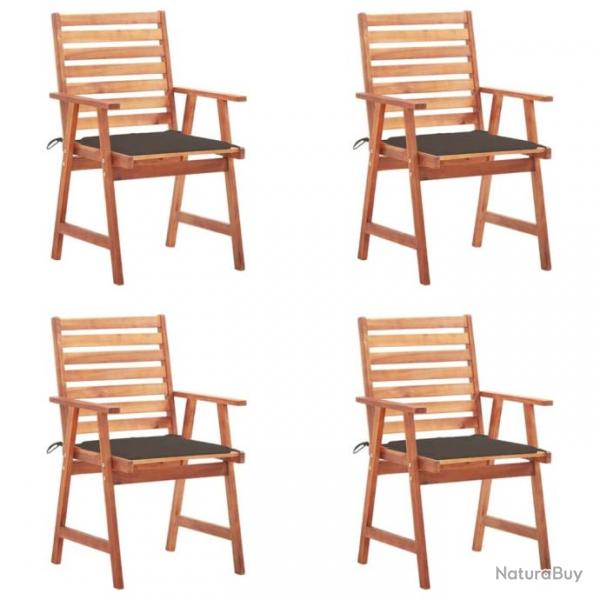 Chaises  dner d'extrieur 4 pcs avec coussins Acacia massif 3078328