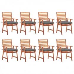 Chaises à dîner d'extérieur 8 pcs avec coussins Acacia massif 3078390