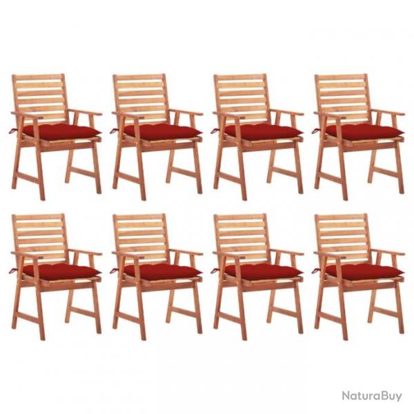 Chaises  dner d'extrieur 8 pcs avec coussins Acacia massif 3078395