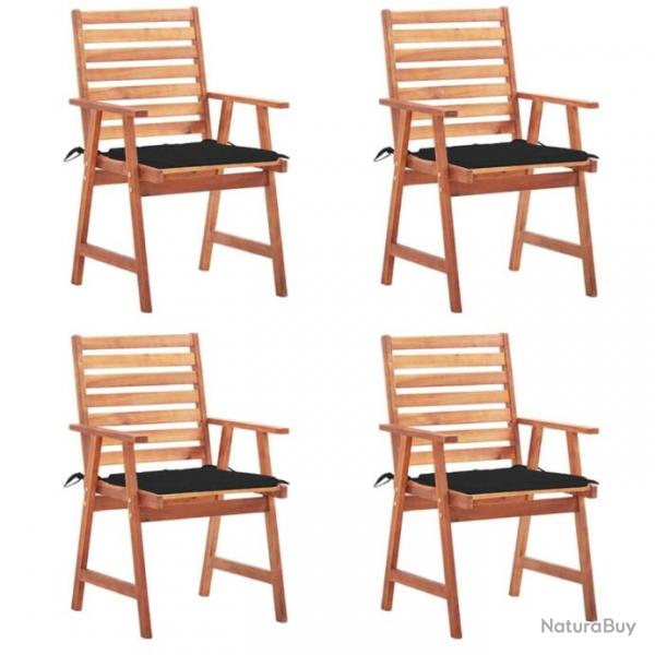 Chaises  dner d'extrieur 4 pcs avec coussins Acacia massif 3078327