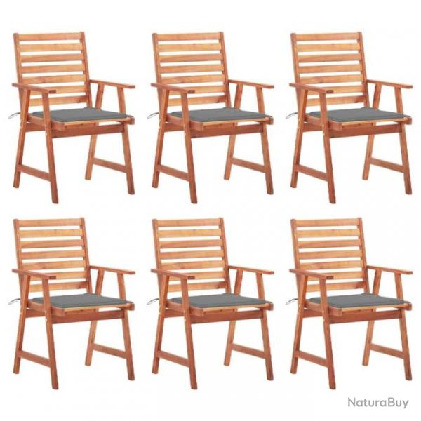 Chaises  dner d'extrieur 6 pcs avec coussins Acacia massif 3078348