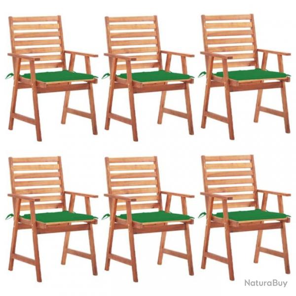 Chaises  dner d'extrieur 6 pcs avec coussins Acacia massif 3078352