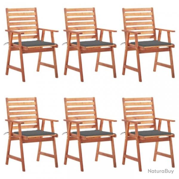 Chaises  dner d'extrieur 6 pcs avec coussins Acacia massif 3078347