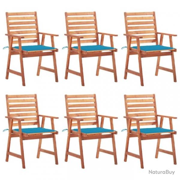 Chaises  dner d'extrieur 6 pcs avec coussins Acacia massif 3078351