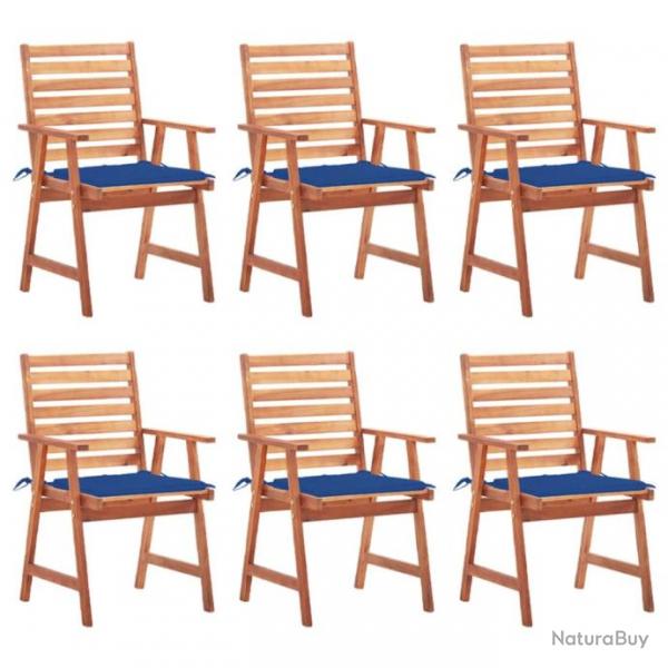 Chaises  dner d'extrieur 6 pcs avec coussins Acacia massif 3078357