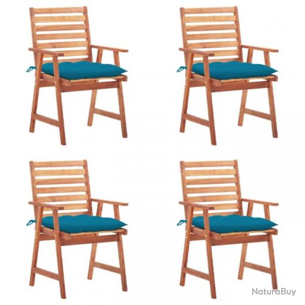 Chaises  dner d'extrieur 4 pcs avec coussins Acacia massif 3078339