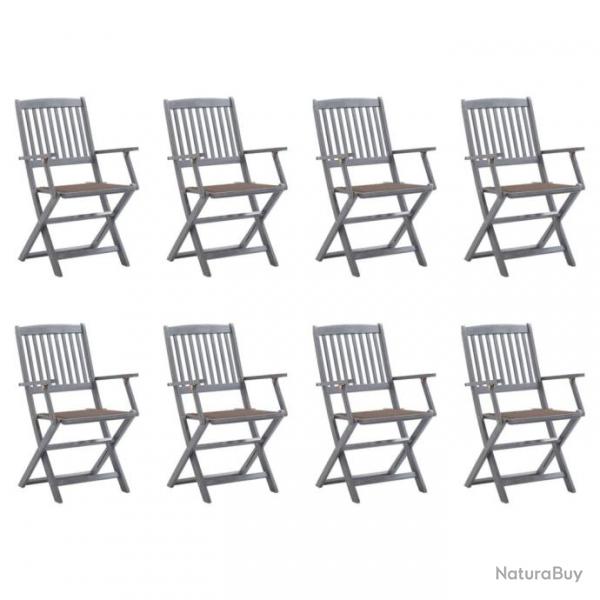 Chaises pliables d'extrieur 8 pcs avec coussins Bois d'acacia 3078270