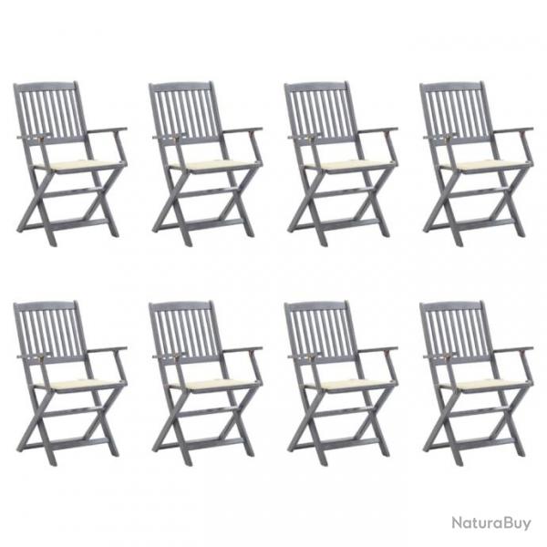 Chaises pliables d'extrieur 8 pcs avec coussins Bois d'acacia 3078264