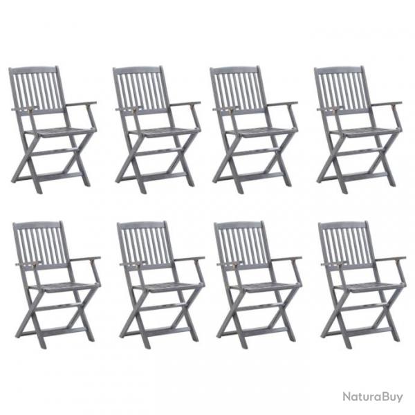 Chaises pliables d'extrieur 8 pcs Bois d'acacia solide