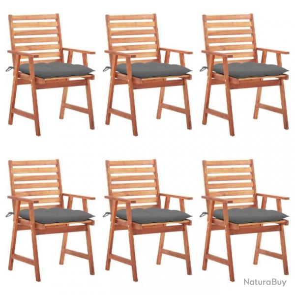 Chaises  dner d'extrieur 6 pcs avec coussins Acacia massif 3078363