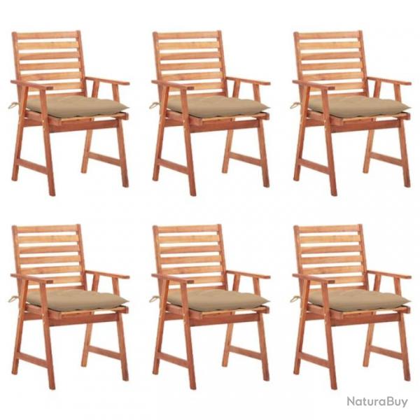 Chaises  dner d'extrieur 6 pcs avec coussins Acacia massif 3078365