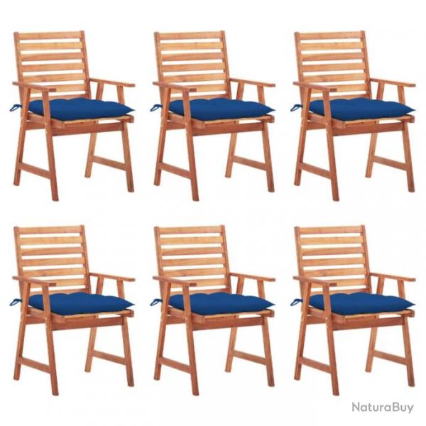 Chaises  dner d'extrieur 6 pcs avec coussins Acacia massif 3078372