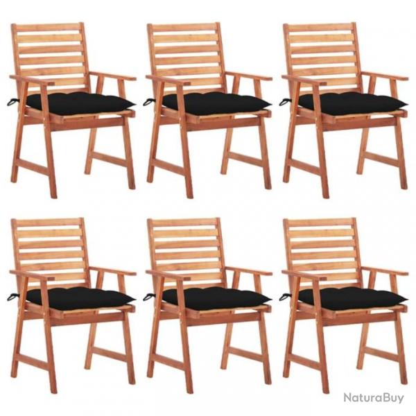 Chaises  dner d'extrieur 6 pcs avec coussins Acacia massif 3078369