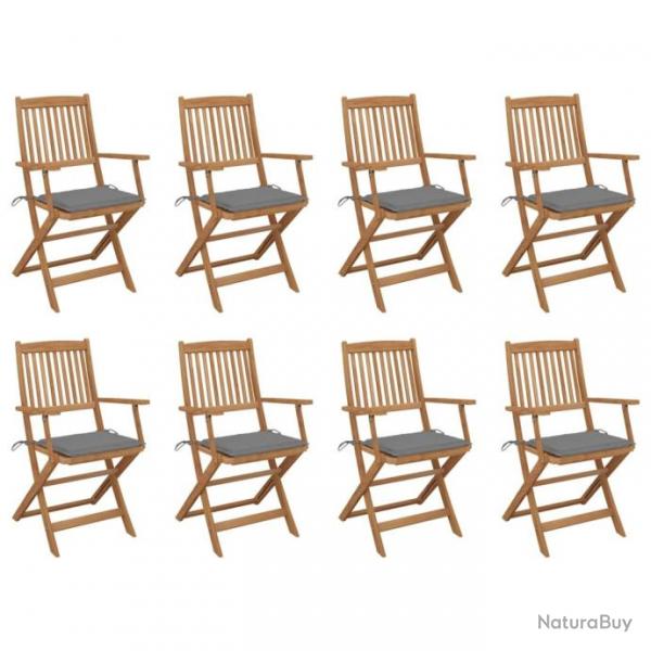 Chaises pliables d'extrieur avec coussins 8 pcs Bois d'acacia 3075086