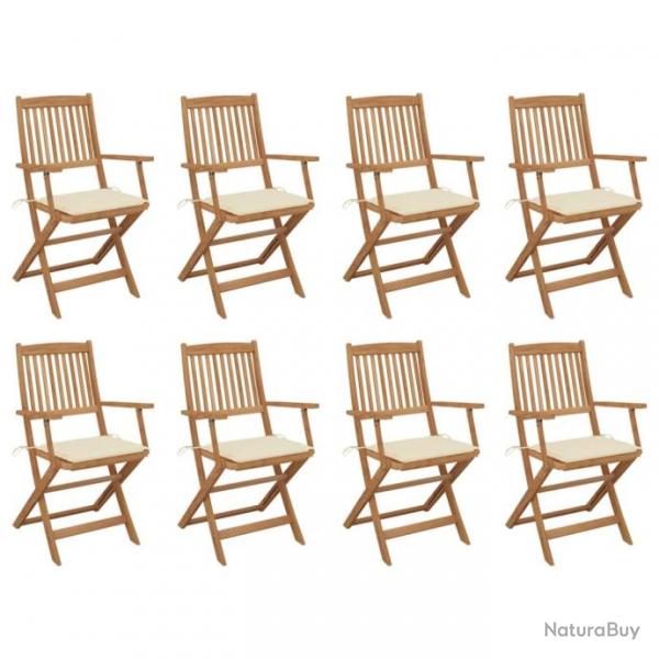 Chaises pliables d'extrieur avec coussins 8 pcs Bois d'acacia 3075087