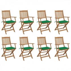 Chaises pliables d'extérieur avec coussins 8 pcs Bois d'acacia 3075090