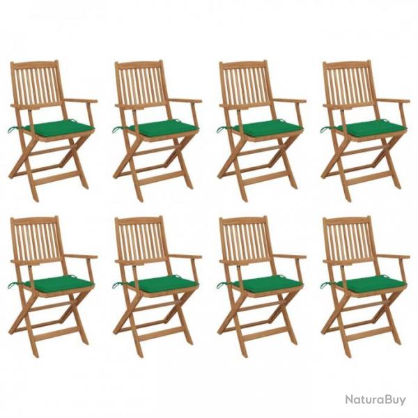 Chaises pliables d'extrieur avec coussins 8 pcs Bois d'acacia 3075090