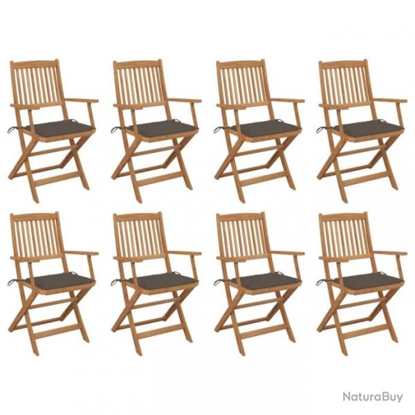 Chaises pliables d'extrieur avec coussins 8 pcs Bois d'acacia 3075093