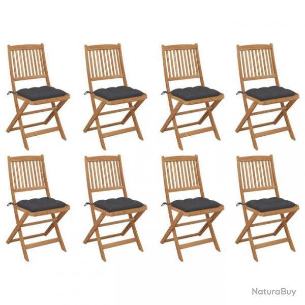 Chaises pliables d'extrieur avec coussins 8 pcs Bois d'acacia 3075128