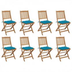 Chaises pliables d'extérieur avec coussins 8 pcs Bois d'acacia 3075132