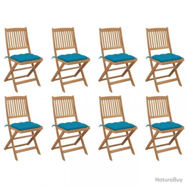 Chaises pliables d'extrieur avec coussins 8 pcs Bois d'acacia 3075132