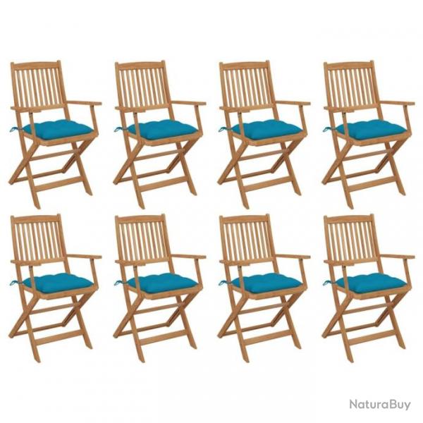 Chaises pliables d'extrieur avec coussins 8 pcs Bois d'acacia 3075104