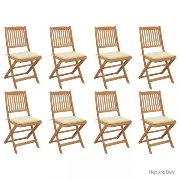 Chaises pliables d'extrieur avec coussins 8 pcs Bois d'acacia 3075130