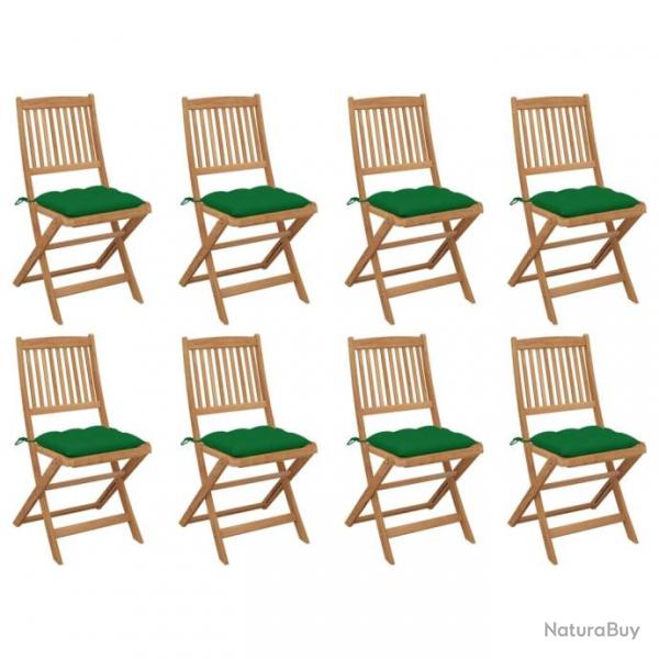 Chaises pliables d'extrieur avec coussins 8 pcs Bois d'acacia 3075133