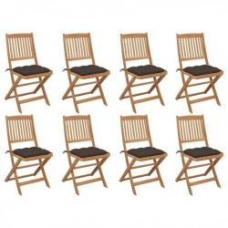 Chaises pliables d'extérieur avec coussins 8 pcs Bois d'acacia 3075136