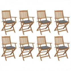 Chaises pliables d'extérieur avec coussins 8 pcs Bois d'acacia 3075101