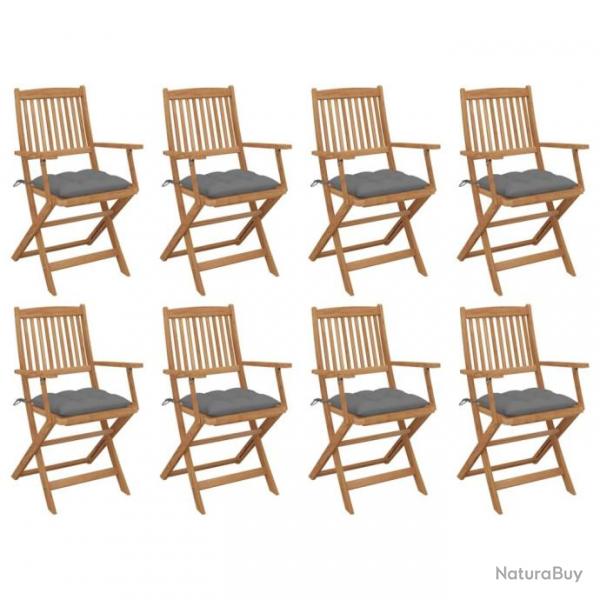 Chaises pliables d'extrieur avec coussins 8 pcs Bois d'acacia 3075101