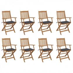 Chaises pliables d'extérieur avec coussins 8 pcs Bois d'acacia 3075085