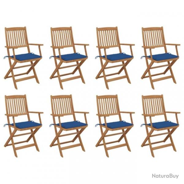 Chaises pliables d'extrieur avec coussins 8 pcs Bois d'acacia 3075095