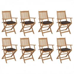 Chaises pliables d'extérieur avec coussins 8 pcs Bois d'acacia 3075108