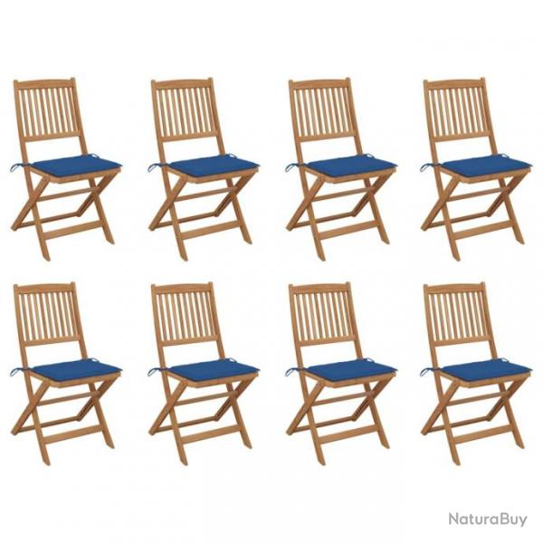 Chaises pliables d'extrieur avec coussins 8 pcs Bois d'acacia 3075123