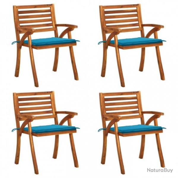 Chaises de jardin avec coussins 4 pcs Bois de teck solide 3075178