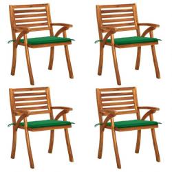 Chaises de jardin avec coussins 4 pcs Bois de teck solide 3075179