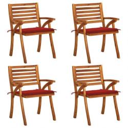 Chaises de jardin avec coussins 4 pcs Bois de teck solide 3075180