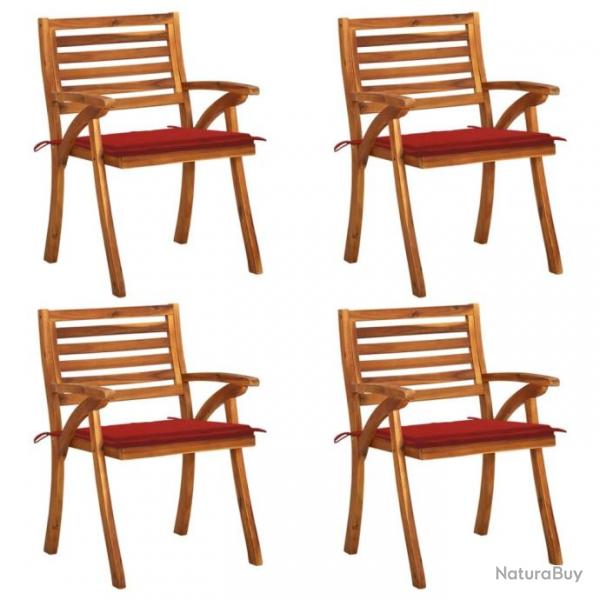 Chaises de jardin avec coussins 4 pcs Bois de teck solide 3075180