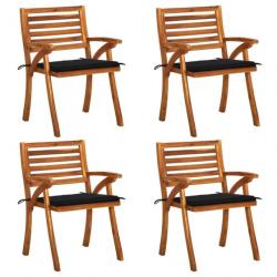 Chaises de jardin avec coussins 4 pcs Bois de teck solide 3075181