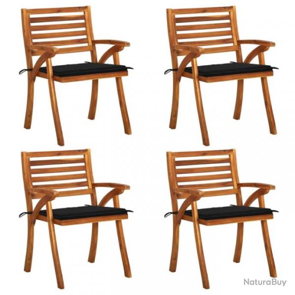 Chaises de jardin avec coussins 4 pcs Bois de teck solide 3075181