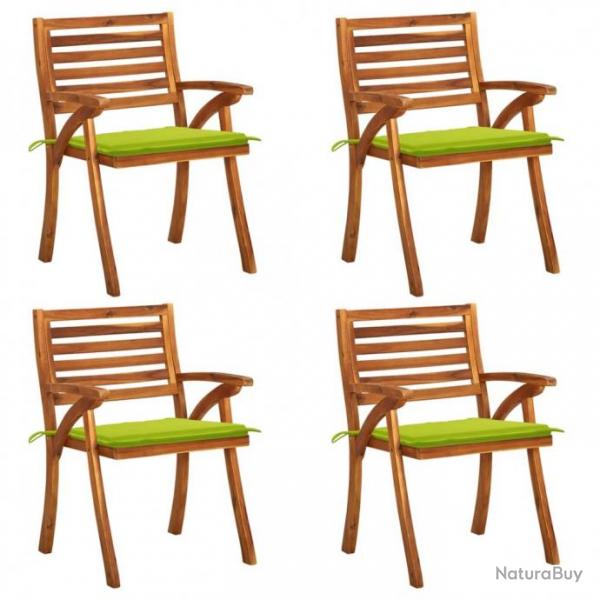 Chaises de jardin avec coussins 4 pcs Bois de teck solide 3075185