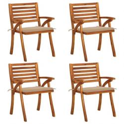 Chaises de jardin avec coussins 4 pcs Bois de teck solide 3075177