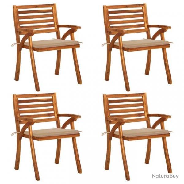 Chaises de jardin avec coussins 4 pcs Bois de teck solide 3075177