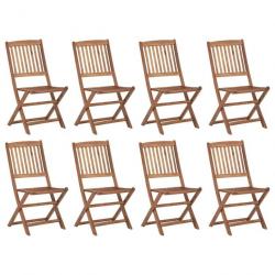 Chaises pliables d'extérieur avec coussins 8 pcs Bois d'acacia 3075121