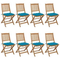 Chaises pliables de jardin 8 pcs avec coussins Bois d'acacia 3075040