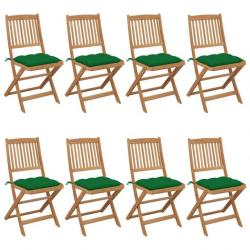 Chaises pliables de jardin 8 pcs avec coussins Bois d'acacia 3075041