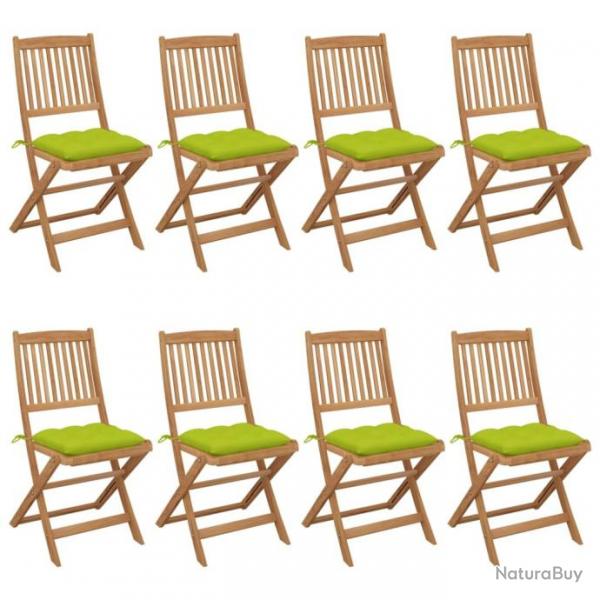 Chaises pliables de jardin 8 pcs avec coussins Bois d'acacia 3075047